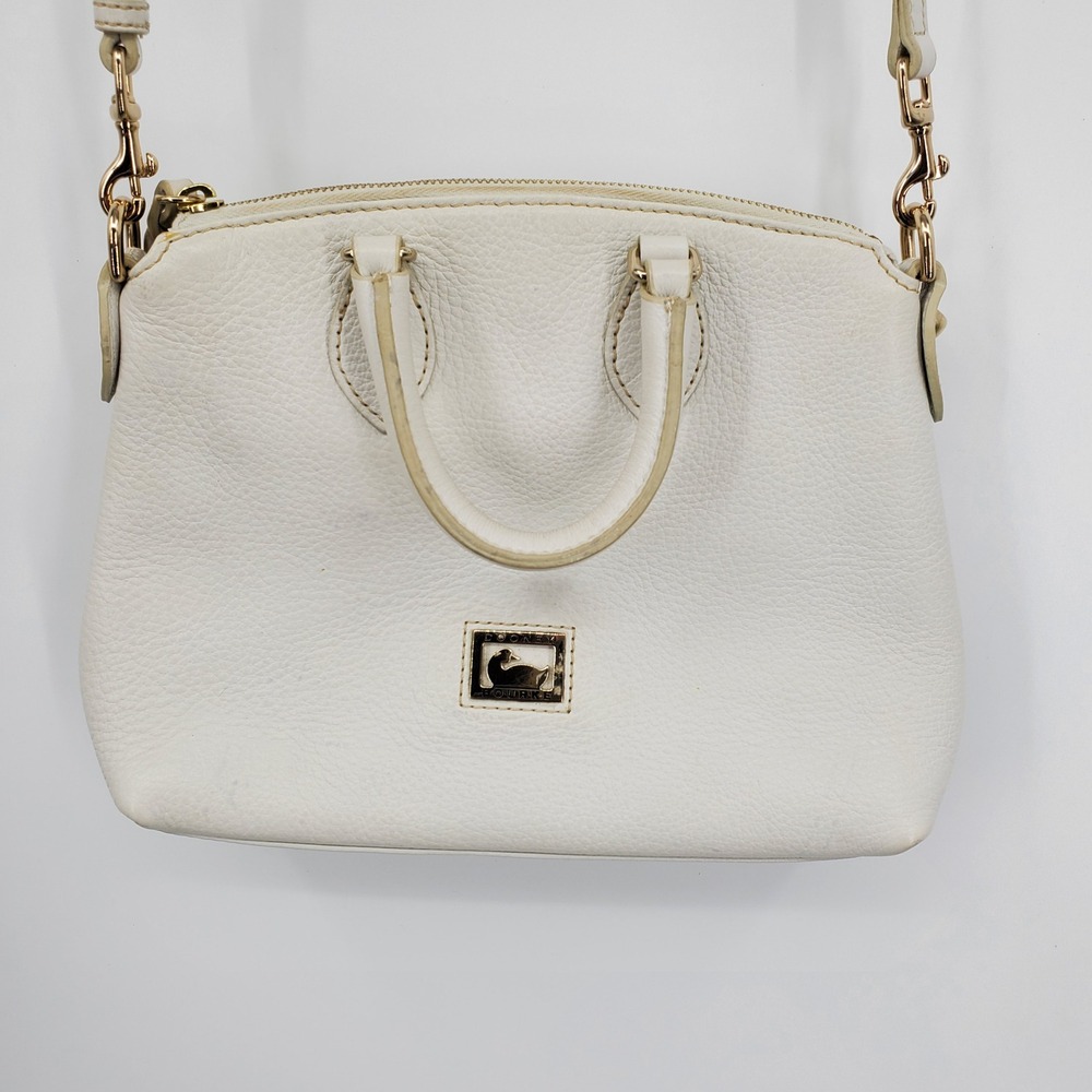 Vintage Dooney & Bourke Dillen Satchel White Pebbled Leather Crossbody Purse
